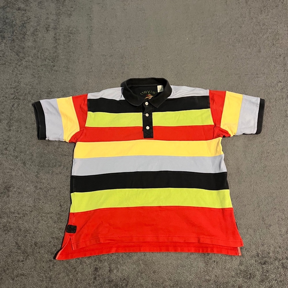 *RARE* vintage y2k Orvis rugby polo Short sleeve Stripe Grunge